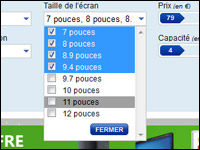 taille d'&eacute;cran