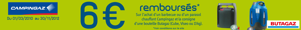 Sur l'achat d'un barbecue ou d'un parasol chauffant Campingaz et la consigne d'une bouteille Butagaz*