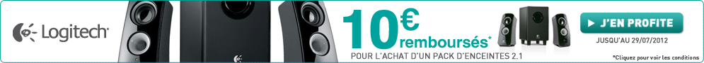 Jusqu'au 29 juillet, Logitech rembourse 10€ sur les enceintes Logitech Z323, Z313 et LS21