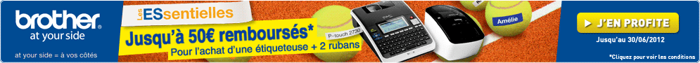 Jusqu'au 30 juin, BROTHER vous rembourse jusqu'à 50€ pour l'achat d'une étiqueteuse + 2 rubans de votre choix
