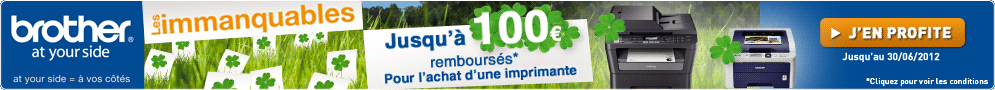 Jusqu'au 30 juin, BROTHER vous rembourse jusqu'à 100€ sur l'achat d'une imprimante ou d'un multifonction laser