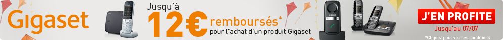 Jusqu'au 7 juillet, Gigaset vous rembourse jusqu'à 12€ pour l'achat d'un téléphone Gigaset A400