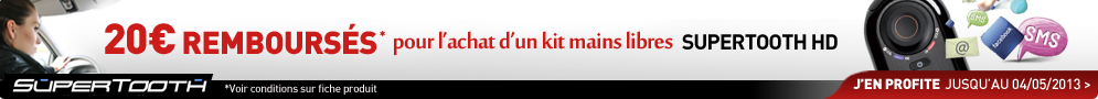 Jusqu'au 14 juillet, SuperTooth vous rembourse 20€ pour l'achat d'un kit mains libres HD