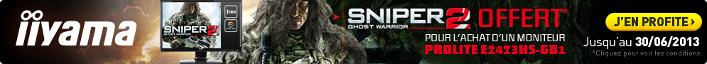 Jusqu'au 31 mai, iiyama offre le jeu PC Sniper 2 : Ghost Warrior pour l'achat du moniteur ProLite E2473HS