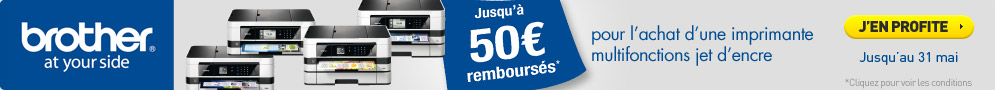 Jusqu'au 31 mai 2013, Brother rembourse jusqu'à 50€ sur les imprimantes jet d'encre professionnelles éligibles