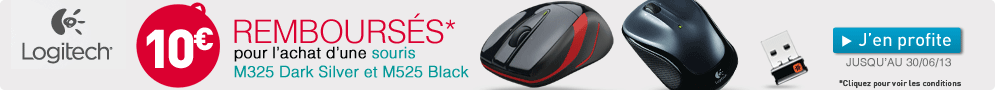 Jusqu'au 30 juin, Logitech rembourse 10€ pour l'achat d'une souris M325 Dark Silver ou M525 Black
