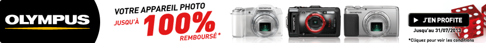 Jusqu'au 31 juillet, votre appareil photo Olympus éligible est jusqu'à 100% remboursé