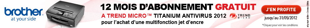 Jusqu'au 31 mai, Brother vous offre 12 mois d'abonnement à l'antivirus Trend Micro Titanium+