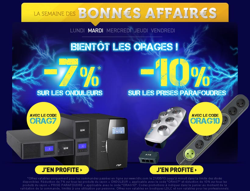 Bient&ocirc;t les orages ! Jusqu'&agrave; -10%* sur les onduleurs et prises parafoudres