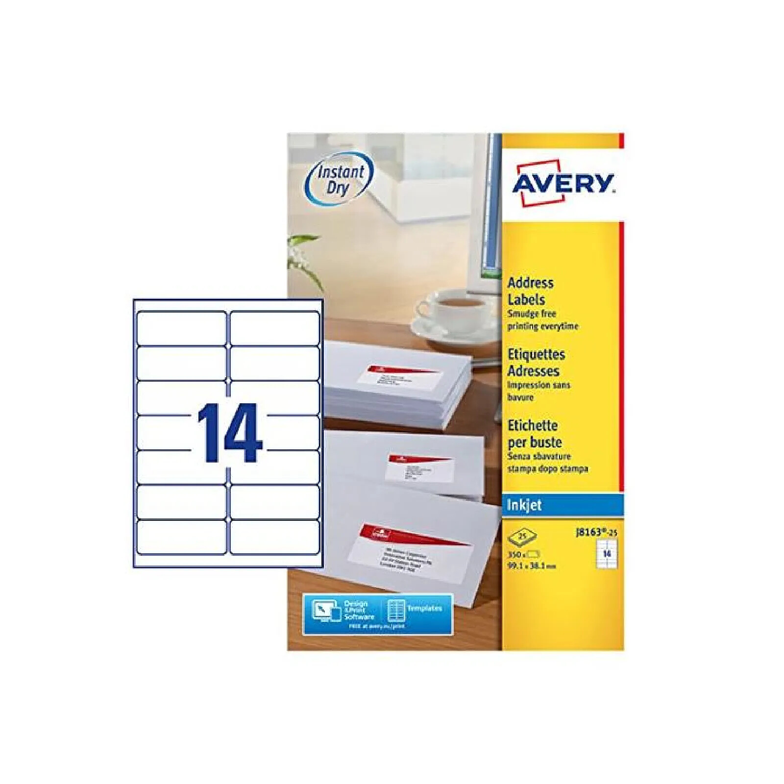 Avery Bo Te De Tiquettes Adresses Jet D Encre X Mm Blanches