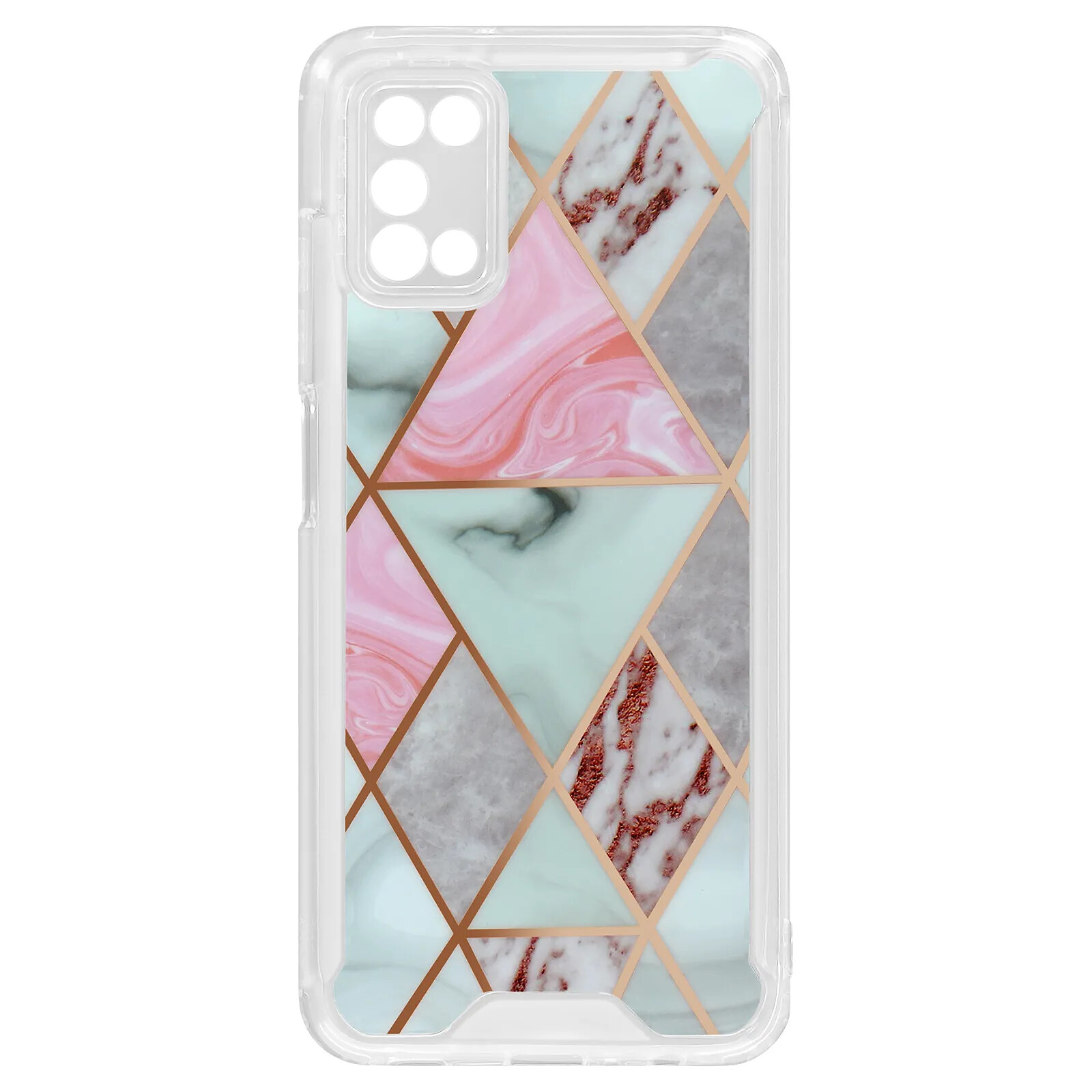 Avizar Coque Marbre Samsung Galaxy A03s Hybride Coins Renforcés rose et