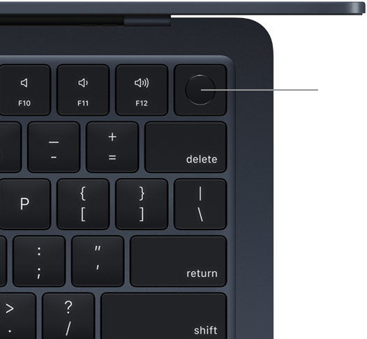 Clavier du MacBook Air avec Touch ID vu d'en haut