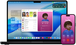 MacBook Pro 14 pouces et iPhone 16 — L'iPhone appelle un contact nommé Luis tandis que le MacBook Pro affiche le même appel dans l'app Téléphone