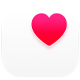 Icône de l'app Santé, coeur rose sur carré blanc