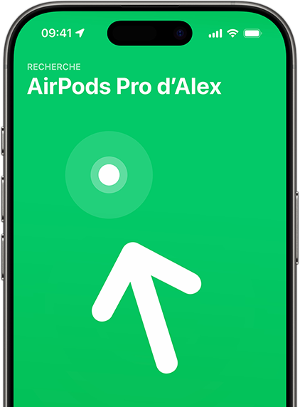 iPhone, affichant Localiser pour AirPods Pro