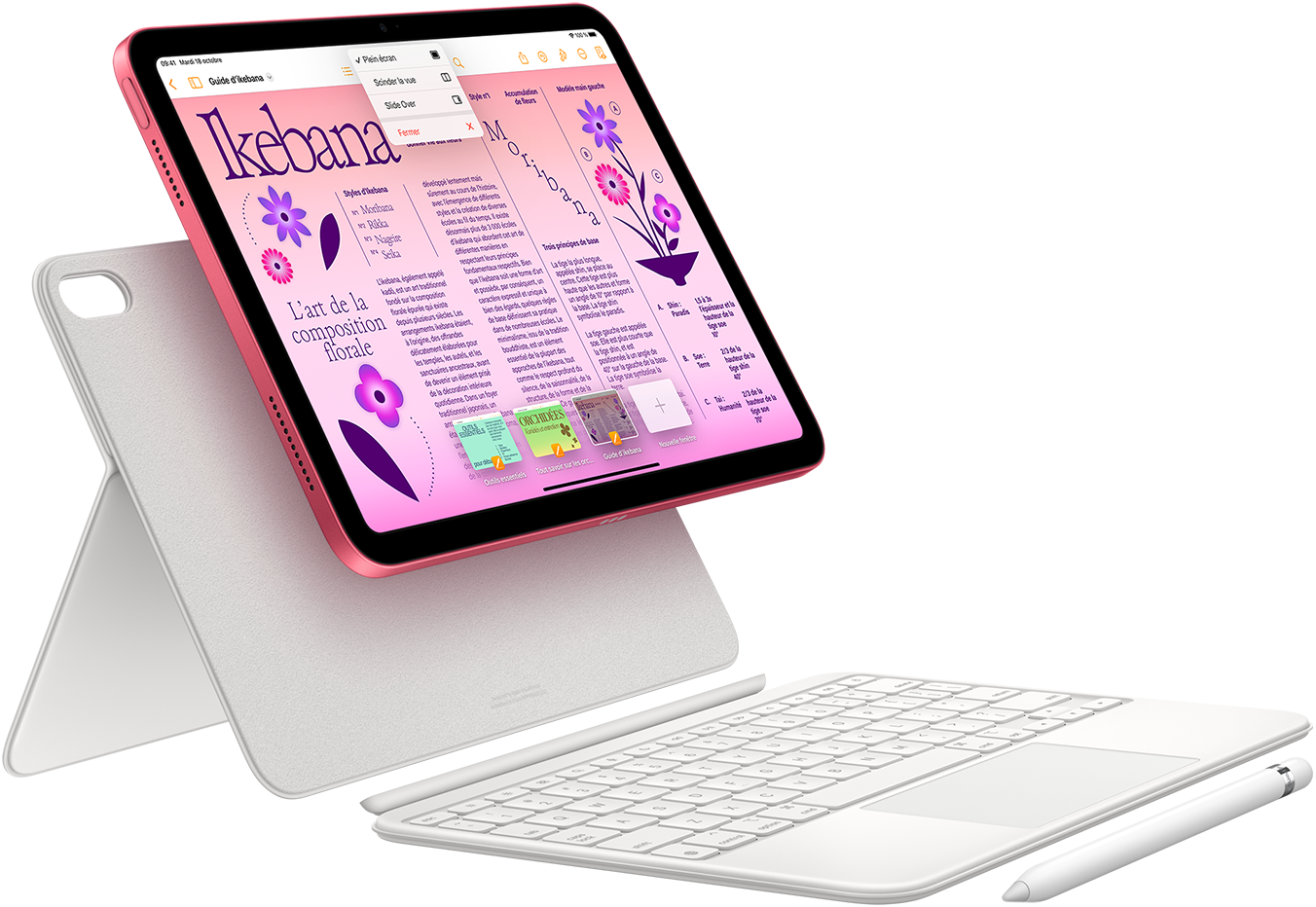 Présentation de l'iPad, du Magic Keyboard Folio et de l'Apple Pencil.