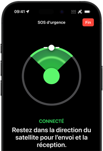 Affichage de la position GPS de la personne et de la fonction SOS d'urgence par satellite sur iPhone 16 Pro