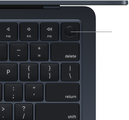 Clavier du MacBook Air avec Touch ID vu d'en haut