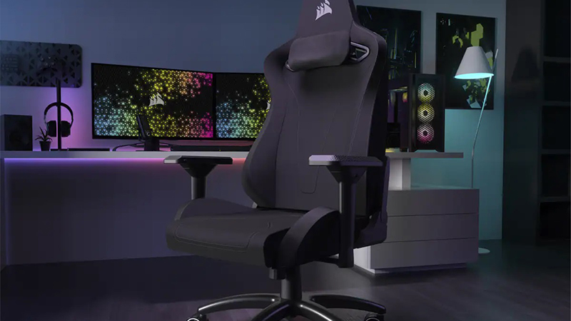CORSAIR T3 Rush (2023) - Fabric - Gray/Purple - Exclusive - Silla Gaming.  PC GAMING