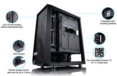 FRACTAL DESIGN BOITIER PC Meshify C - Blackout - Noir - Verre trempe -  Format ATX FD-CA-MESH-C-BKO-TGL