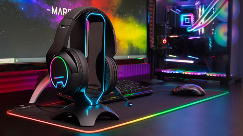 Mars Gaming MHHXW, Support Pour Casque Gaming, RGB Flow, 2x USB 2.0, Blanc  : : Informatique