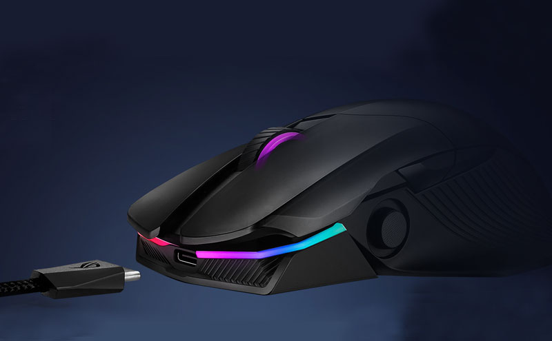 Asus ROG Chakram ergonomic RGB optical Qi gaming mouse with wireless  charging, side Joystick, tri-mode connect (wired/2.4 GHz/BT), 16000 dpi  sensor, push-fit switch-socket design, Aura Sync lighting : :  Informatique