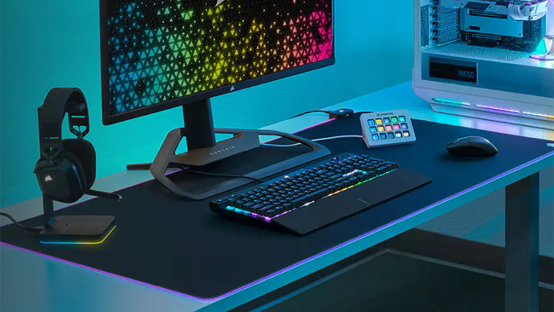 Corsair-Tapis de souris de jeu RGB avec logo LED, grande couverture de  clavier, base en caoutchouc coordonnante, tapis d'ordinateur, polymère de  bureau, tapis de jeu PC - AliExpress