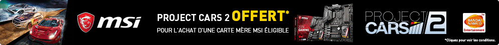 Jusqu'au 31 janvier, MSI offre le jeu Project Cars 2 pour l'achat d'une carte mère éligible