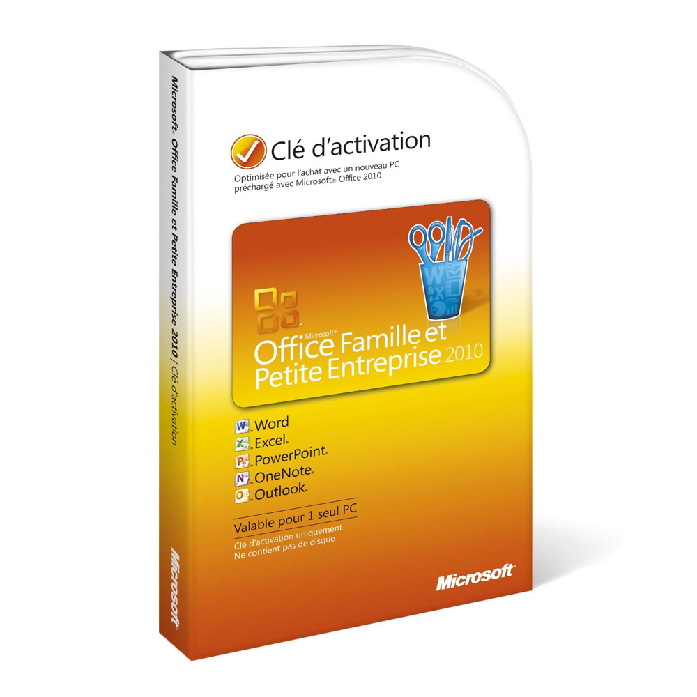 Microsoft Office Famille et Petite Entreprise 2010  1 PC  Carte d