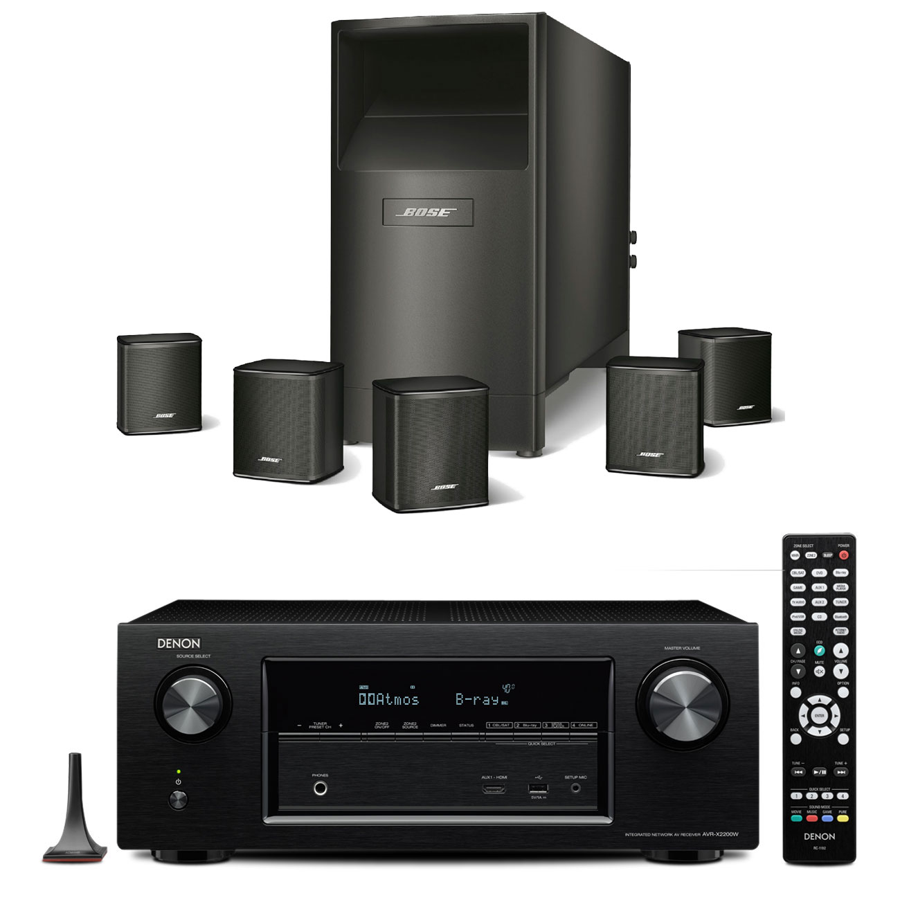 Denon AVRX2200W Noir + Bose Acoustimass 6 Séries V Noir Ensemble