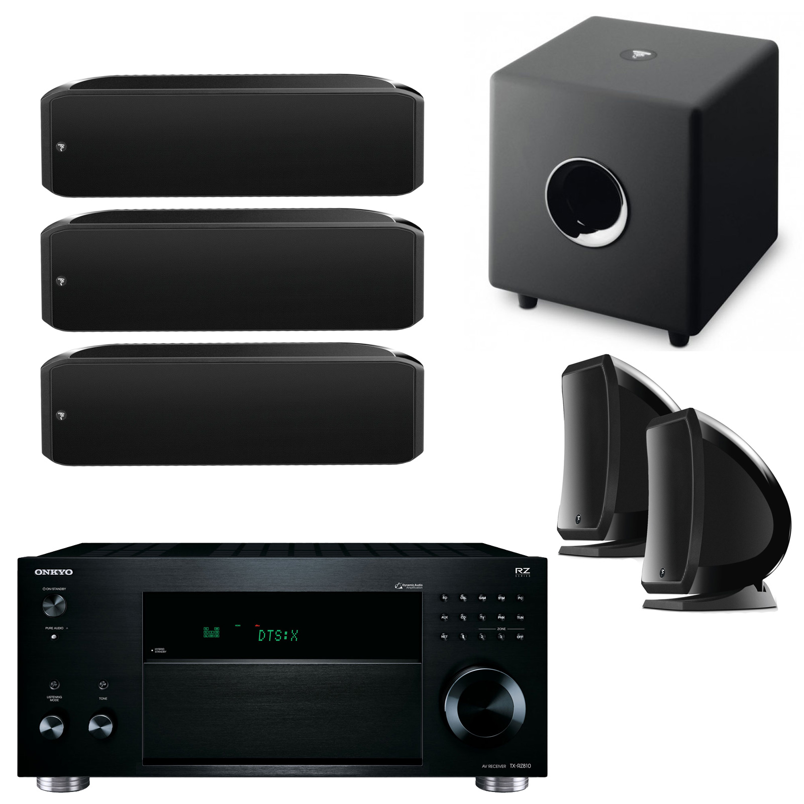 Onkyo TXRZ810 Noir + Focal 5.1 SIB XL, SIB et Cub 3 Ensemble home