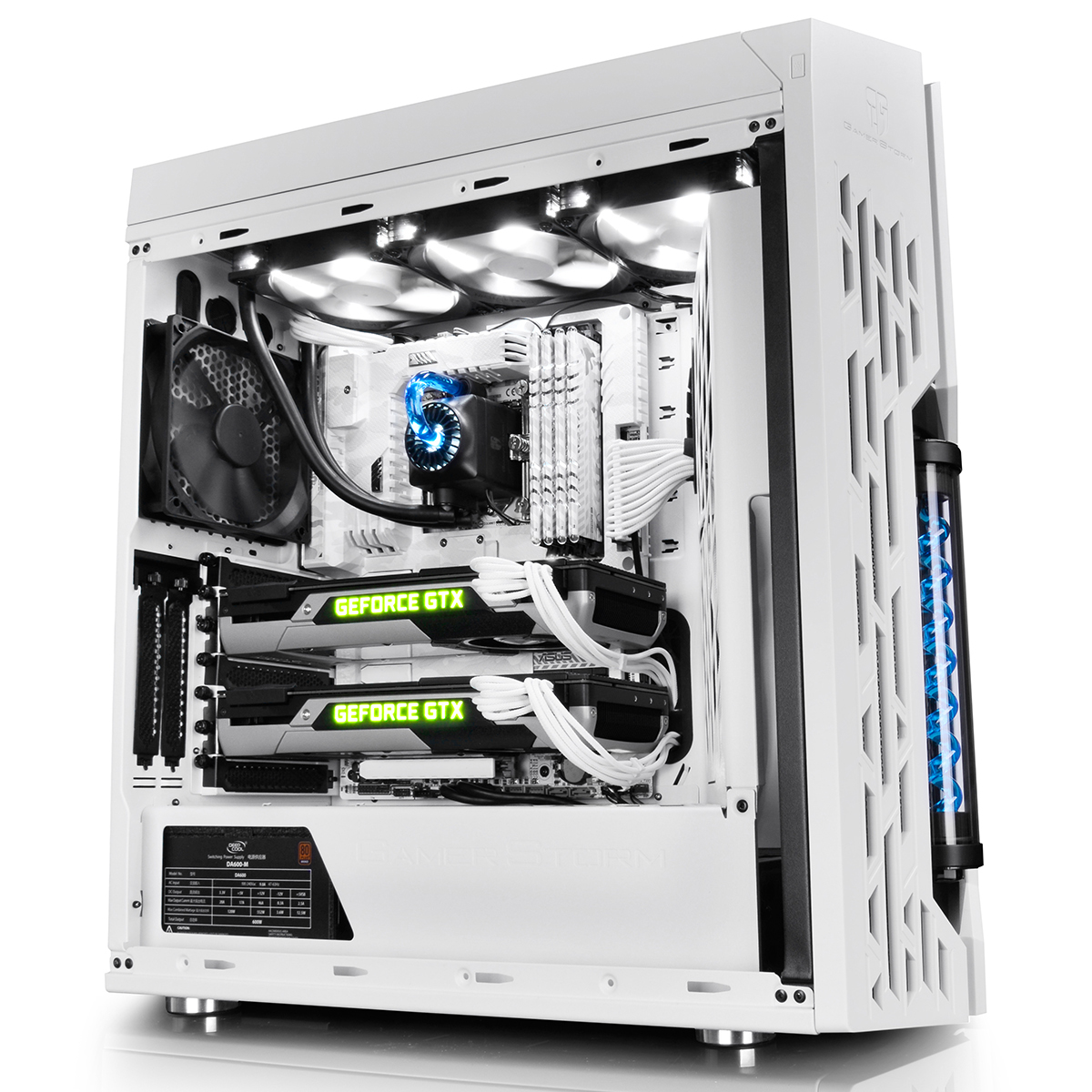 Deepcool digital. Deepcool Genome 2. ATX Deepcool Genome II WH-BL. Deepcool Genome II СЖО Captain 360ex. Компьютерный корпус Deepcool Genome II White/Blue.