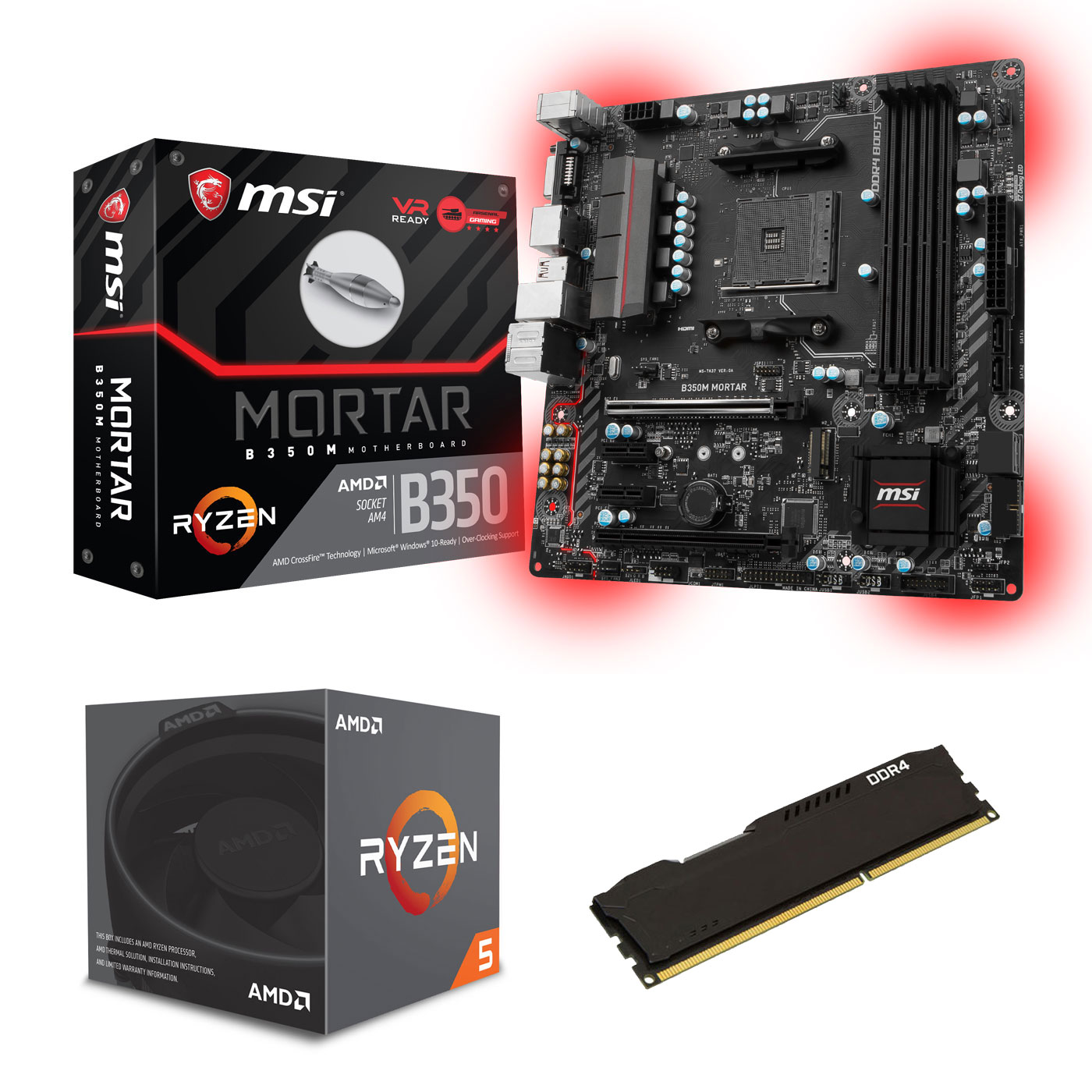 Kit Upgrade PC AMD Ryzen 5 1600 MSI B350M MORTAR 8 Go - Kit upgrade PC