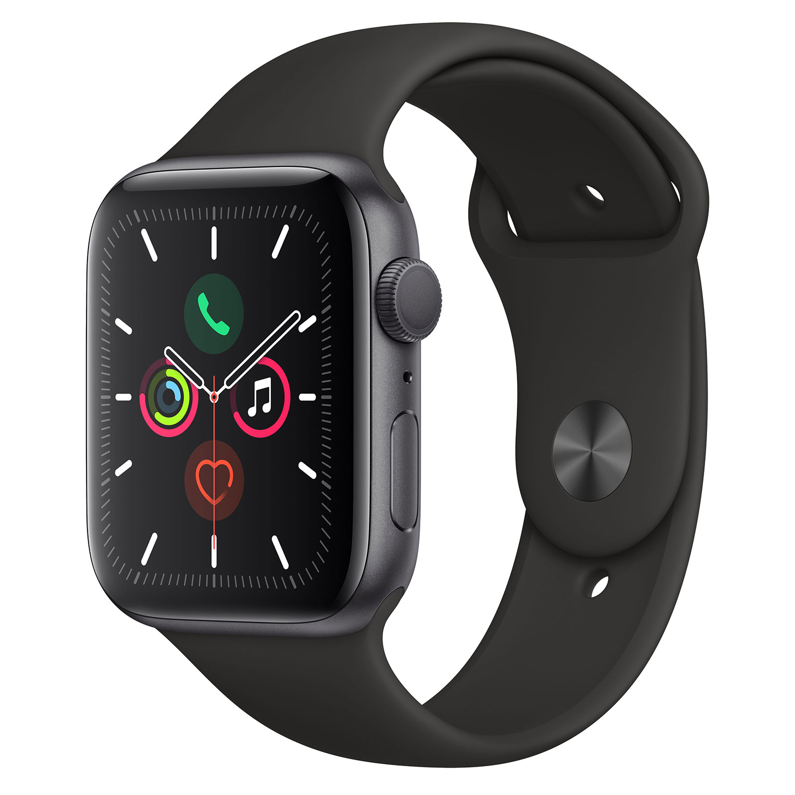 Apple Watch Series 5 GPS Aluminium Gris Sidéral Bracelet Sport Noir 44