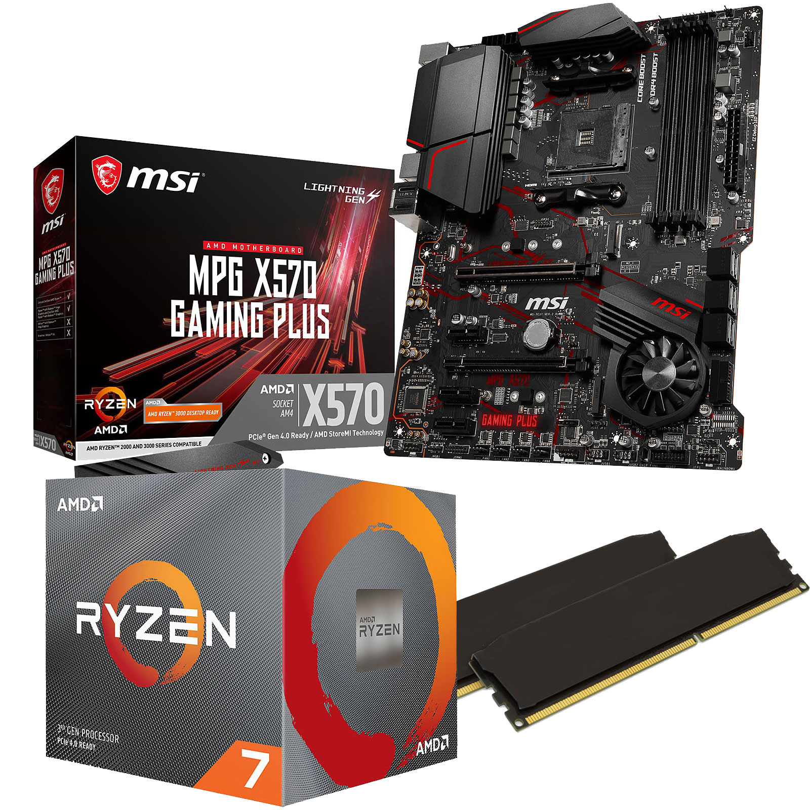 Carte Mère Pour Ryzen 7 3700x Kit Upgrade PC AMD Ryzen 7 3700X MSI MPG X570 GAMING PLUS 16 Go - Achat