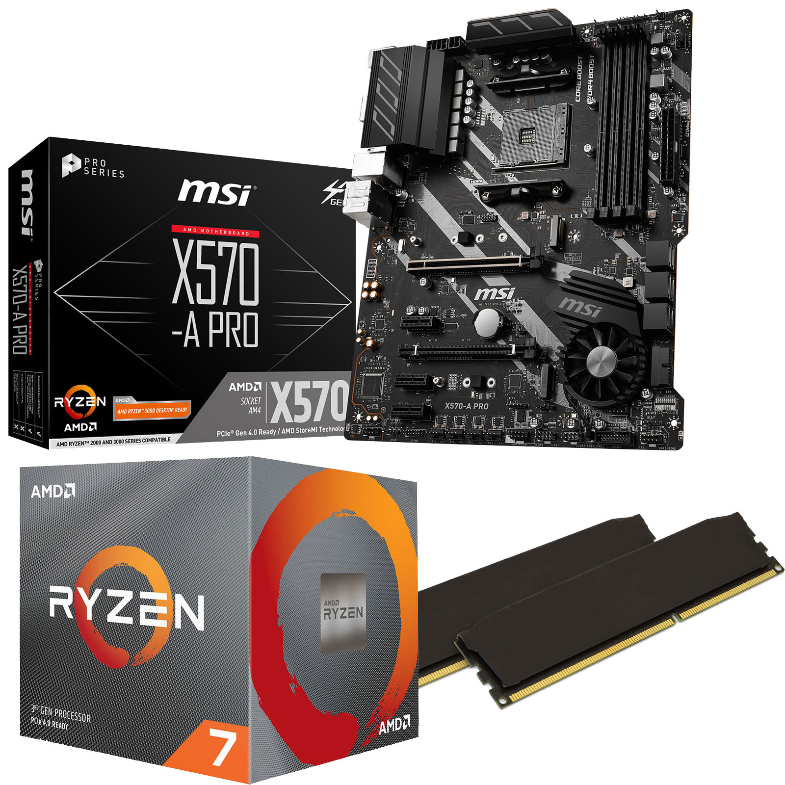 Carte Mère Pour Ryzen 7 3700x Kit Upgrade PC AMD Ryzen 7 3700X MSI X570-A PRO 16 Go - Achat Kit de