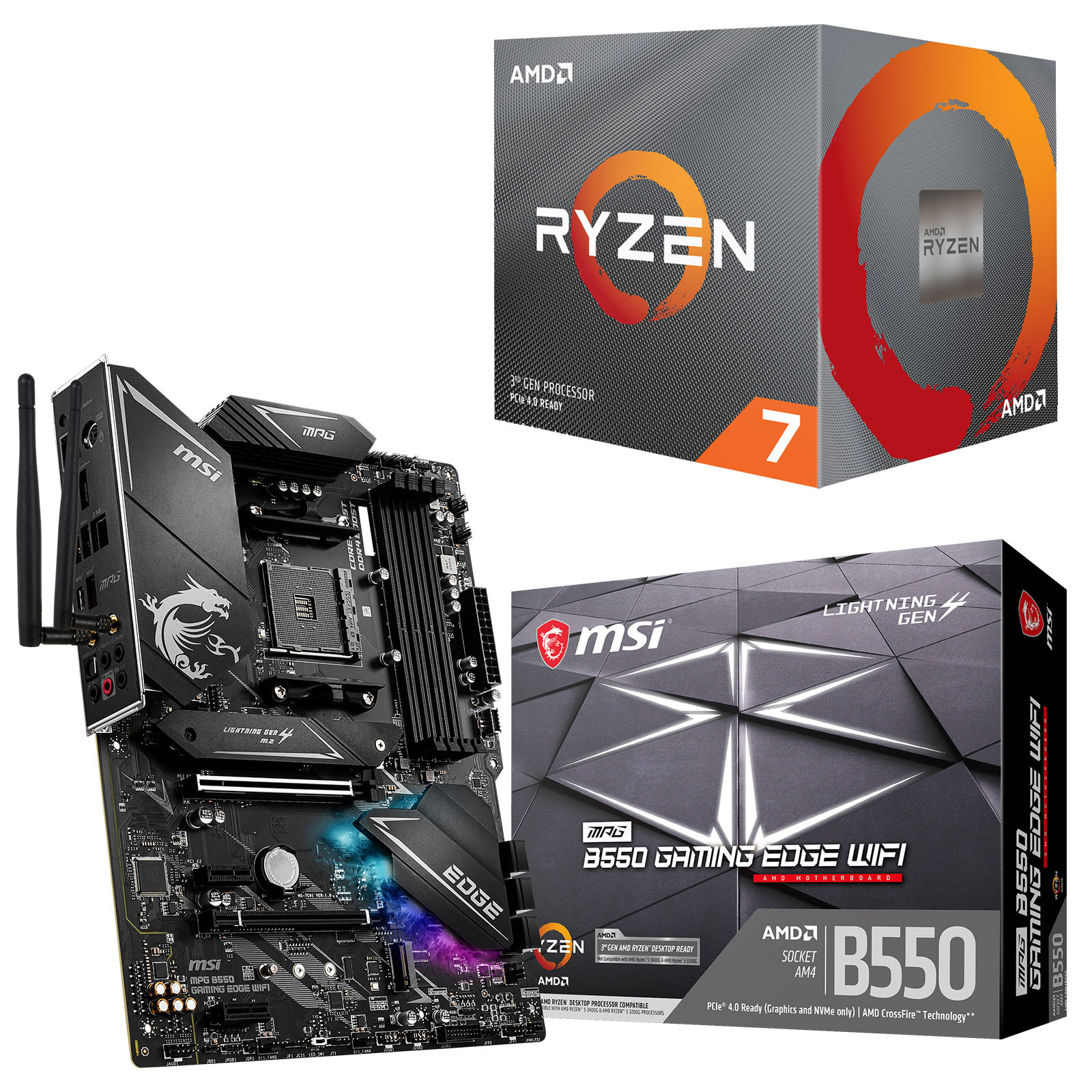 Carte Mère Pour Ryzen 7 3700x Kit Upgrade PC AMD Ryzen 7 3700X MSI MPG B550 GAMING EDGE WIFI - Achat