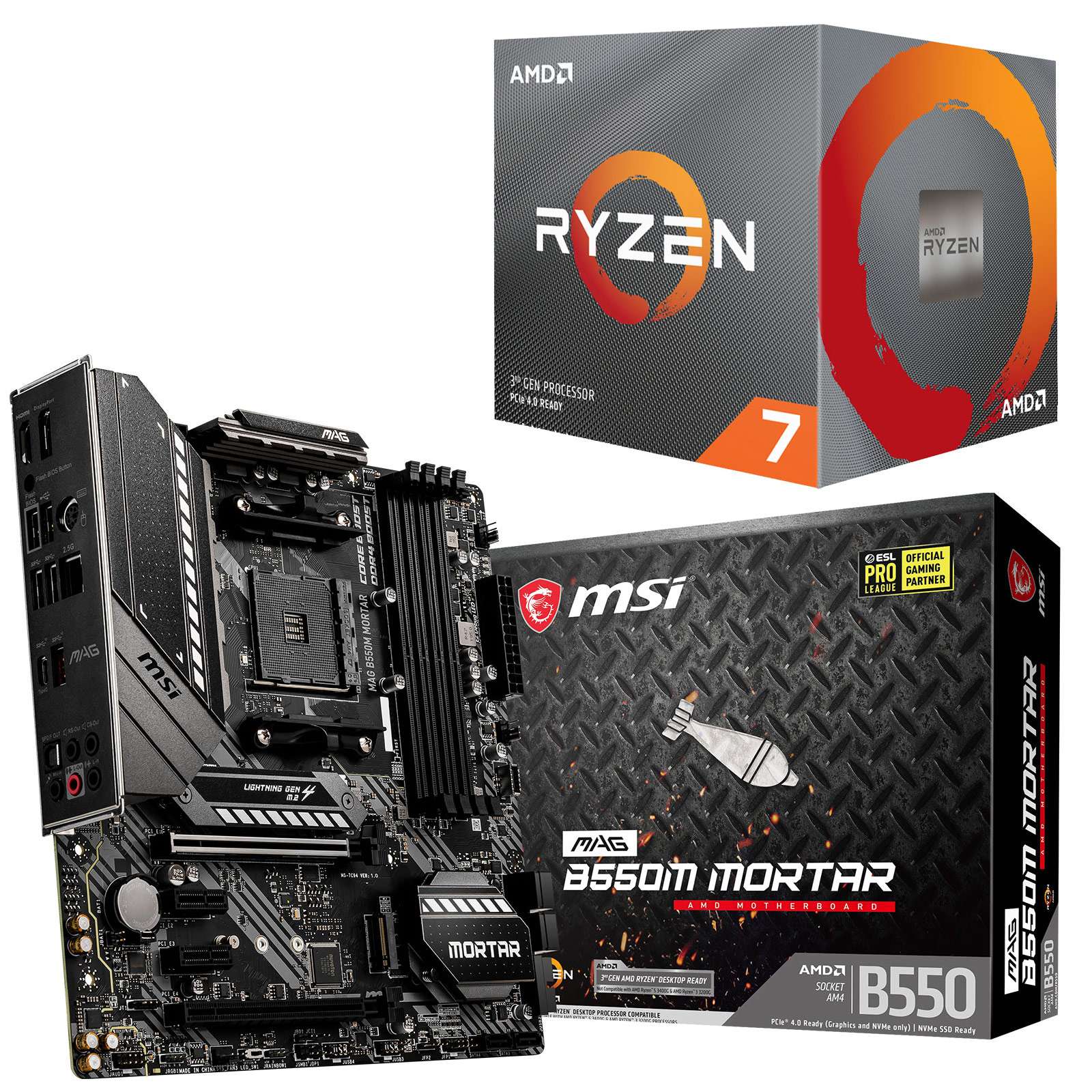 Carte Mère Pour Ryzen 7 3700x Kit Upgrade PC AMD Ryzen 7 3700X MSI MAG B550M MORTAR - Achat Kit de