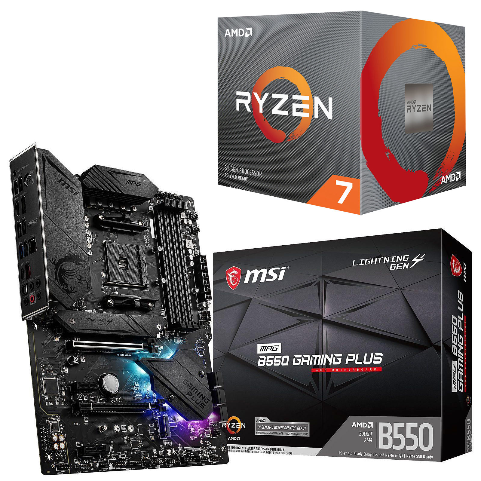 Kit Upgrade PC AMD Ryzen 7 3700X MSI MPG B550 GAMING PLUS Achat Kit