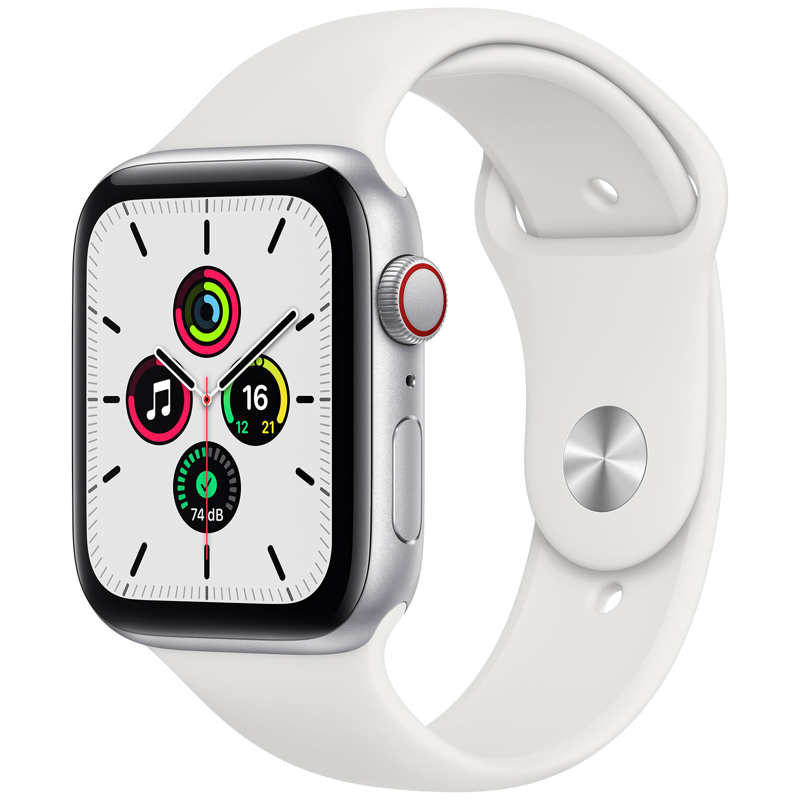 Apple Watch SE GPS + Cellular Silver Aluminium Bracelet Sport White 44