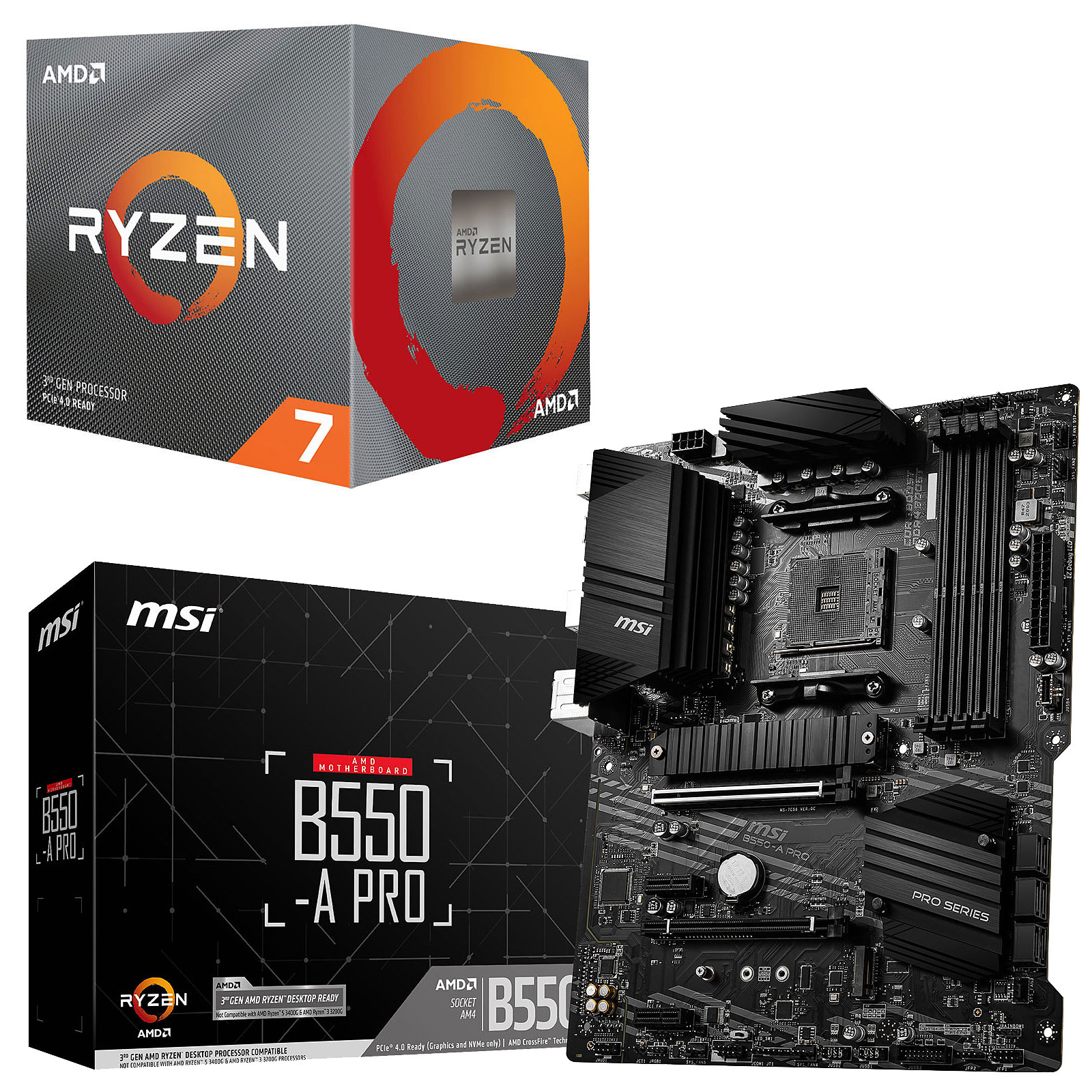 Carte Mère Pour Ryzen 7 3700x Kit Upgrade PC AMD Ryzen 7 3700X MSI B550-A PRO - Achat Kit de mise à