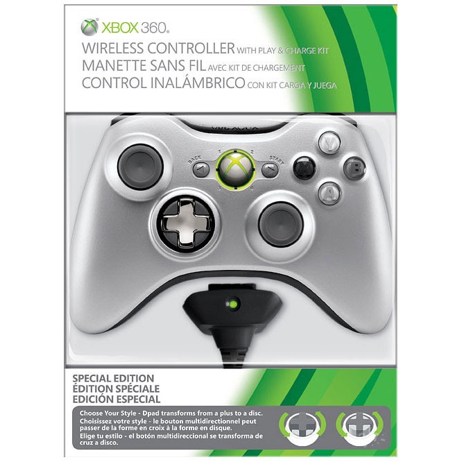 Microsoft Wireless Controller + Play and Charge Kit Silver (Xbox 360