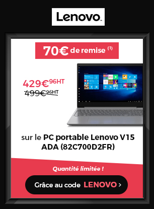 Lenovo : 70€ de remise surle PC portable Lenovo V15 ADA, applicable avec le code "EXCENTRIQ" | J'en profite ›