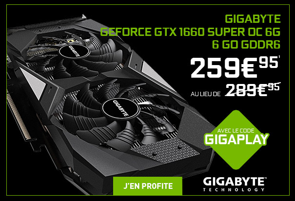 Gigabyte GeForce GTX 1660 SUPER OC 6G - 6 Go GDDR6 à 259€95 au lieu de 289€95