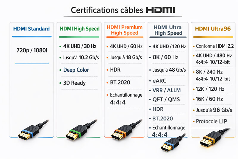 classement câble hdmi
