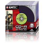 EMTEC CD-R 700 Mo Vinyl Look certifié 52x couleur (pack de 10, boitier slim)
