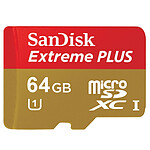 SanDisk Carte mémoire microSDXC Extreme PLUS UHS-1 64 Go + Adaptateur SD
