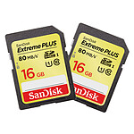 SanDisk Carte mémoire SDHC Extreme PLUS UHS-1 C10 16 Go - Pack de 2