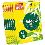 Adagio Lot de 5 ramettes de papier 500 feuilles A4 80g coloris Jaune Intense