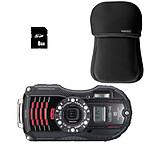 Ricoh WG-4 GPS Noir + Pentax Etui Noir + SanDisk SDHC 8 Go